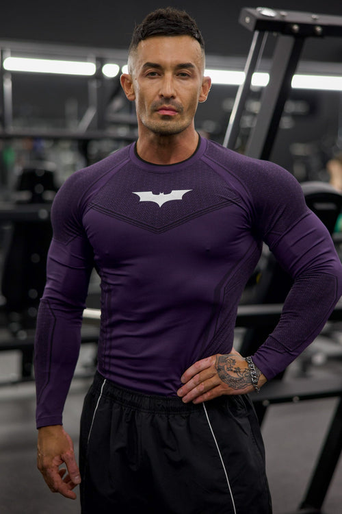 8004 - Batman Compression Longsleeves - Purple Limited Edition - APP ONLY