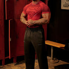 4117 - Superman Compression Tees - Sculpted fit, premium patterns, and detailed paneling, designed for performance and superhero-inspired style in Red.
